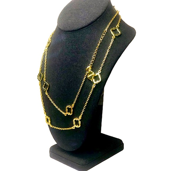 FORNASH Quatrefoil Gold Tone Necklace with lobster claw clasp 42 inches long - Picture 5 of 12